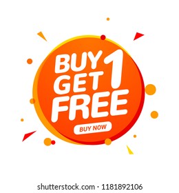 Buy 1 Get 1 Free sale tag. Banner design template for marketing. Special offer promotion or retail.