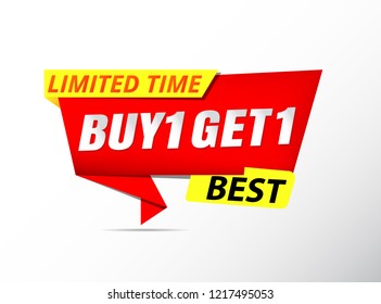 buy 1 get 1 free sale banner red design