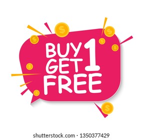 Buy 1 Get 1 Free sale banner template. Offer promotion for retail. Vector Illustration EPS10