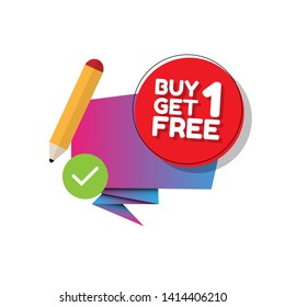 Buy 1 Get 1 Free, sale tag, banner design template,concept for discount. red color. circle shape
