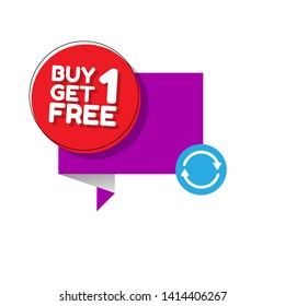 Buy 1 Get 1 Free, sale tag, banner design template,concept for discount. red color. circle shape