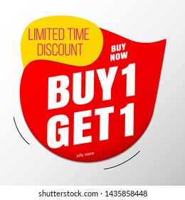 buy 1 get 1 free sale banner template red