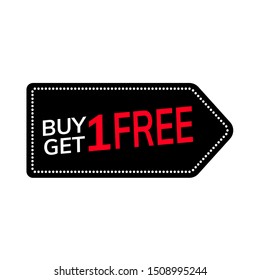 Buy 1 Get 1 Free sale tag. Banner design template for marketing. Special offer promotion or retail.