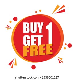 Buy 1 Get 1 Free sale tag. Banner design template for marketing. Special offer promotion or retail.