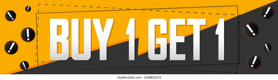 Buy 1 Get 1 Free, Sale web banner design template, discount horizontal poster, vector illustration