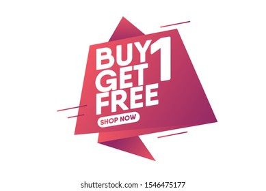 	
Buy 1 Get 1 Free sale tag template. Banner design template for marketing.
