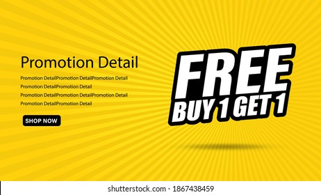 Buy 1 Get 1 Free, sale tag, banner design template, discount app icon. EPS 10.