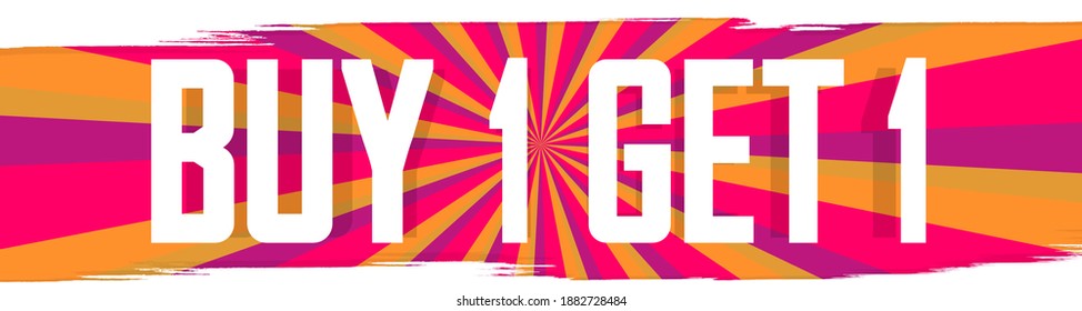 Buy 1 Get 1 Free, sale web banner design template, discount horizontal poster, vector illustration