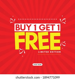 Buy 1 Get 1 Free sale banner template.  svg