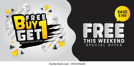 Buy 1 Get 1 Free sale banner template Vector illustration