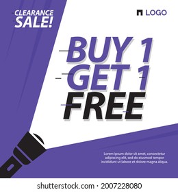 Buy 1 Get 1 Free sale tag template. 