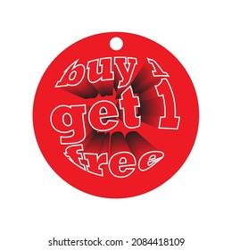 Buy 1 Get 1 Free, sale tag, banner design template, discount app icon, vector illustration