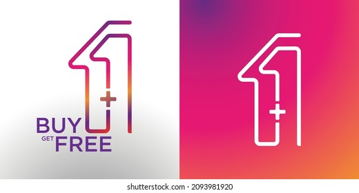 Buy 1 Get 1 Free, sale tag, banner design template, app icon, vector illustration.  - Shutterstock ID 2093981920