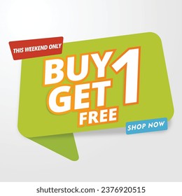 Buy 1 Get 1 Free. sale banner template green 