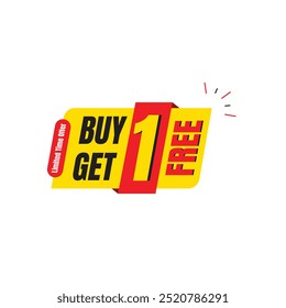 Buy 1 Get 1 Free, sale tag, Buy one get one free social media banner, Discount offers banner, Modern concept design, offer banner with white background, vector illustration, Promotional Tags and label