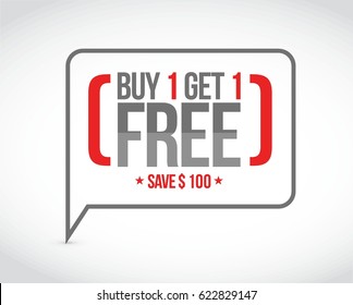 buy 1 get 1 free sale message concept illustration design graphic