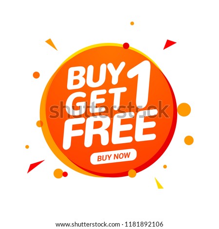 Buy 1 Get 1 Free sale tag. Banner design template for marketing. Special offer promotion or retail.
