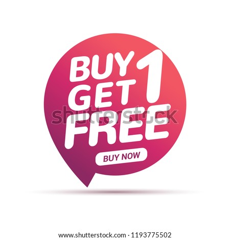 Buy 1 Get 1 Free sale tag. Banner design template for marketing. Special offer promotion or retail.