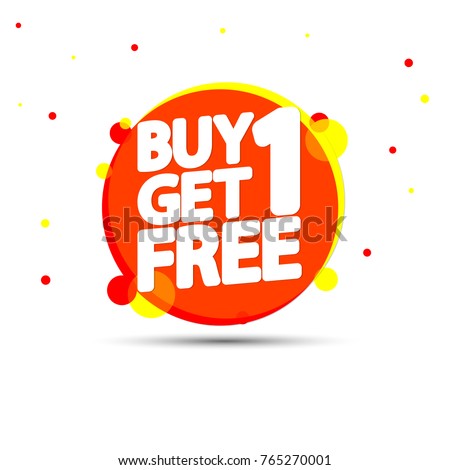 Buy 1 Get 1 Free, sale tag, banner design template, app icon, vector illustration