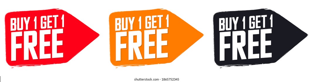Compra 1 Obtención 1 Gratis, Set Sale banners plantilla de diseño, colección de etiquetas de descuento, gran oferta, ilustración vectorial