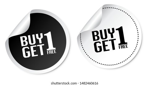 Buy 1 Get 1 Free Stickers Isolated On White Background