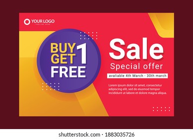 buy 1 get 1 free vector template.