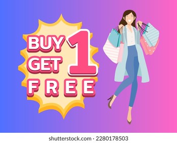 Buy 1 get 1 free vector image