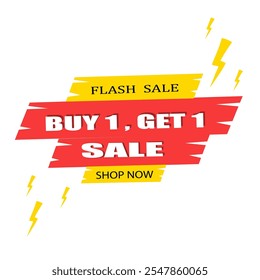 Kaufen 1 Holen Sie sich 1 kostenlose Vektorwerbung , Promotion mehr Umsatz , Flash-Verkauf in gelb und rot mit Lichtsturm-Design.