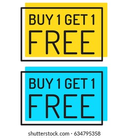 Buy 1 get 1 free. Vector set illustration on white background.