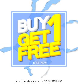 Buy 1 Get 1 Free, Winter Sale poster design template, vector illustration