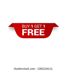 Buy 1 Get 1 Free,red sale tag, banner,sticker,label. Designed for your web site design, logo, app, UI