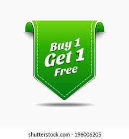 Buy 1 Get 1 Green Label Icon Vector Design