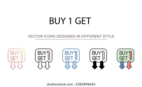 Buy 1 Get icon design with white background stock illustration