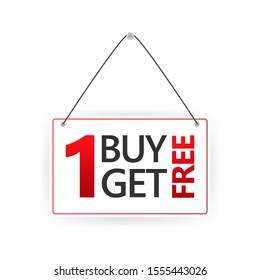 Buy 1 Get 1 Red door sign Icon Vector Design.