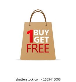 Buy 1 Get 1 Red Label Icon Vector Design.