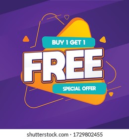 buy 1 get 1, Special offer banner, hot sale, big sale, banner vector, purple and orange vector banner