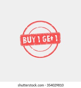 Buy 1 get 1 stamp, vector illustration