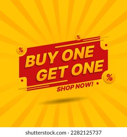 Buy 1 get 1 yellow banner design 