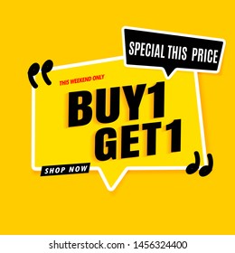 Buy 1 Gey 1 Free Sale banner template.Yellow background modern design