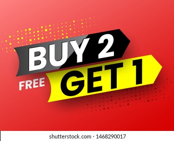 Buy 2, free get 1 sale banner. Vector illustration.