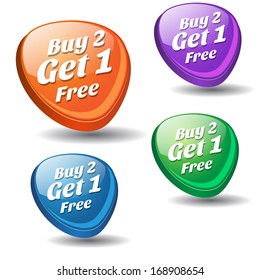 Buy 2 Get 1 Colorful Vector Icon 