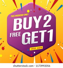 buy 2 get 1 free banner template