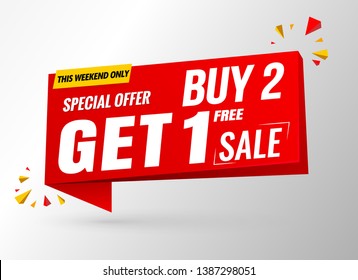 buy 2 get 1 free sale banner template