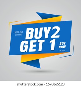 Buy 2 Get 1 free banner template blue modern design