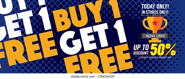 Buy 2 Get 1 Free 6000x2400 pixel Banner Vector Illustration. 