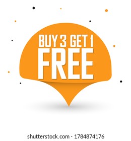 Compra 2 Obtención 1 Gratis, venta plantilla de diseño de banner, etiqueta de descuento de burbuja de voz, ilustración de vector