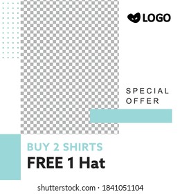Buy 2 Get 1 Free Promotion Banner Design Template. Square Size. EPS 10 Vector.