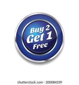 Buy 2 Get 1 Free Glossy Shiny Circular Vector Button