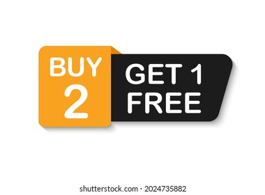 Buy 2 get 1 free. Promotion special offer banner. Big sale - banner for marketing. Vector illustration.