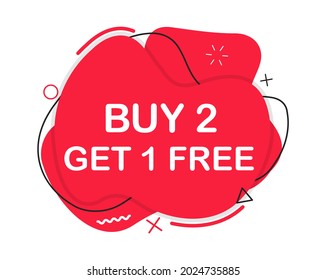 Buy 2 get 1 free. Promotion special offer banner. Big sale - banner for marketing. Vector illustration.